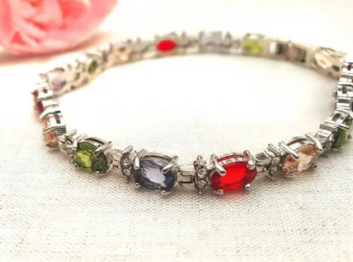 Pulseira Banhada com Cristais Coloridos
