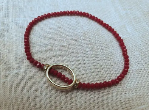 Pulseira Banhada com Cristais Rubi