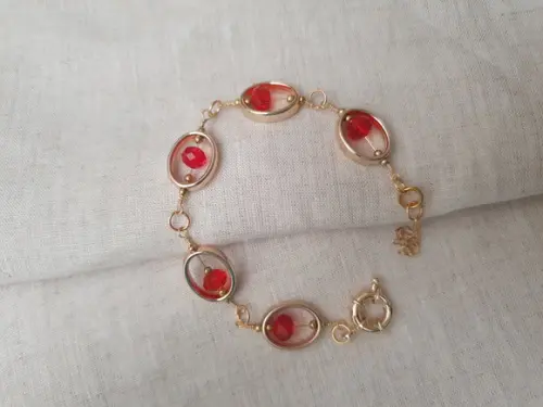 Pulseira Banhada com Cristais Vermelho