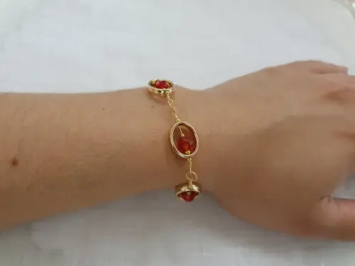Pulseira Banhada com Cristais Vermelho