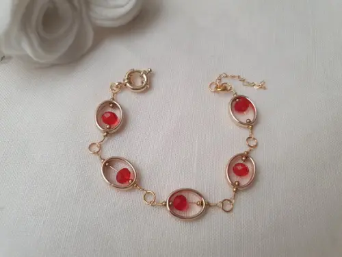 Pulseira Banhada com Cristais Vermelho