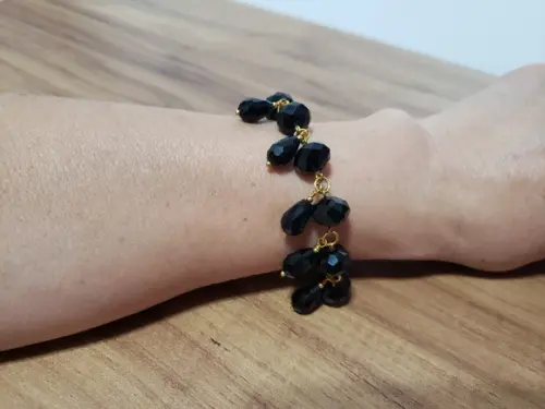 Pulseira Banhada com Cristal Preto