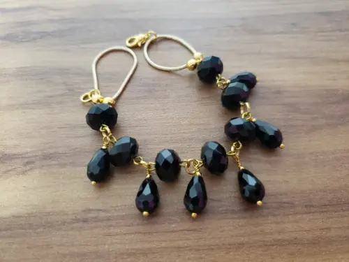 Pulseira Banhada com Cristal Preto
