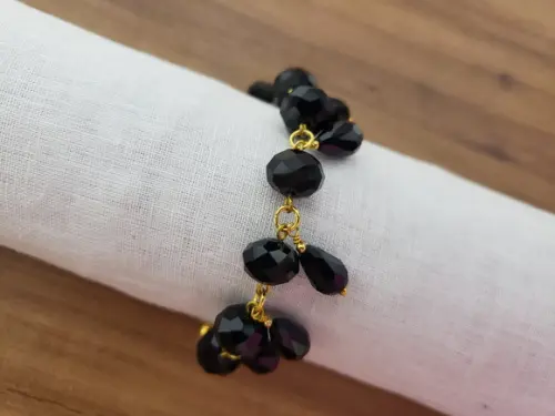 Pulseira Banhada com Cristal Preto