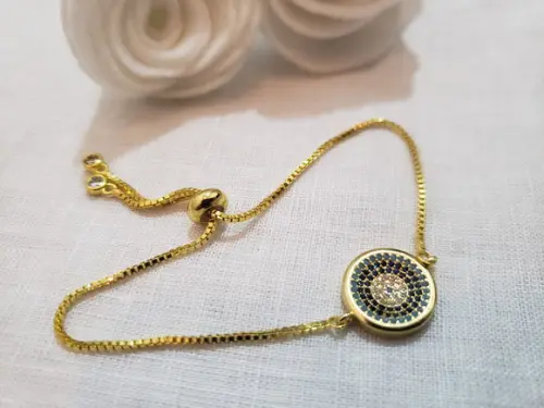 Pulseira Banhada com Mandala de Cristais