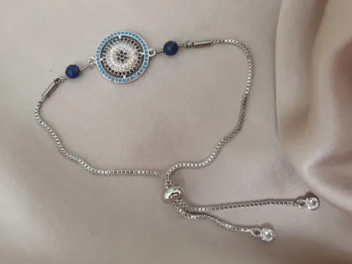 Pulseira Banhada com Mandala de Cristais e Pedra Natural