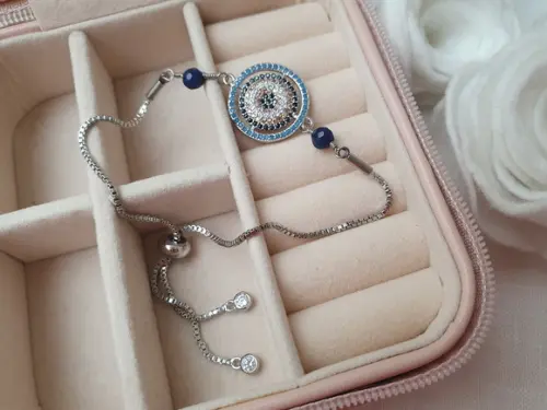 Pulseira Banhada com Mandala de Cristais e Pedra Natural