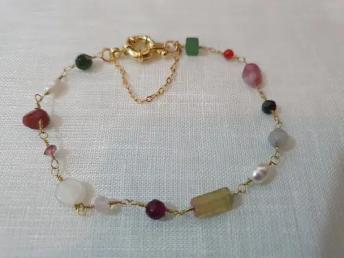 Pulseira Banhada Com Pedras Naturais