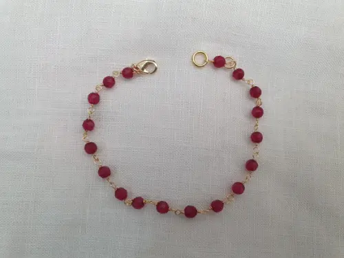 Pulseira Banhada com Pedras Naturais Jade Rubi