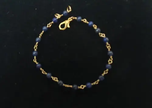 Pulseira Banhada Com Pedras Naturais Lápis Lazuli