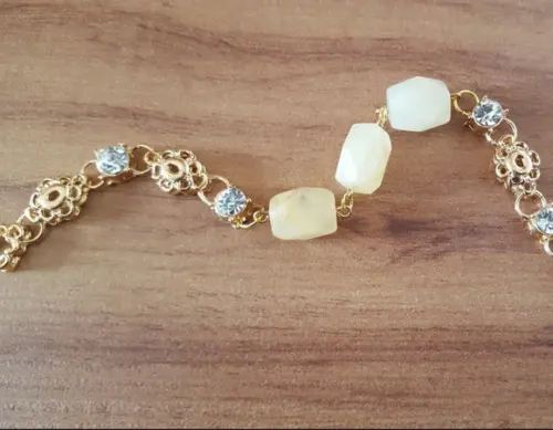 Pulseira Banhada De Pedras Naturais Jade E Cristal
