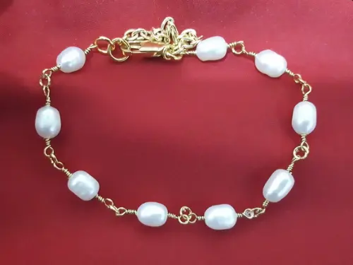 Pulseira Banhada de Pérolas Barrocas - Semijoia