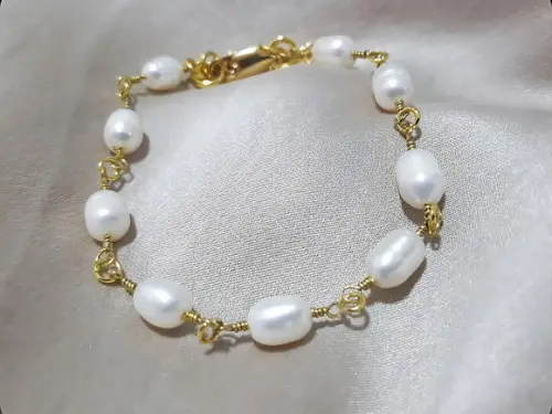 Pulseira Banhada de Pérolas Barrocas - Semijoia