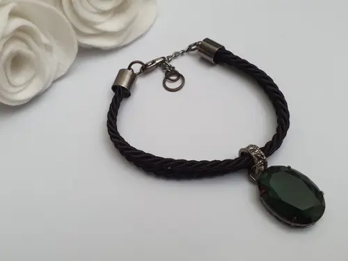 Pulseira Banhada Grafite com Cristal Alexandrita