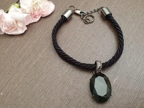 Pulseira Banhada Grafite com Cristal Alexandrita