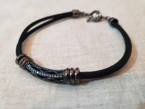 Pulseira Banhada Grafite com Mini Cristais