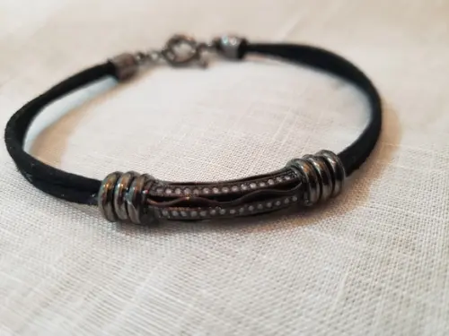 Pulseira Banhada Grafite com Mini Cristais