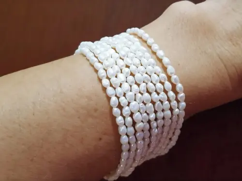 Pulseira Bracelete de Pérolas Naturais