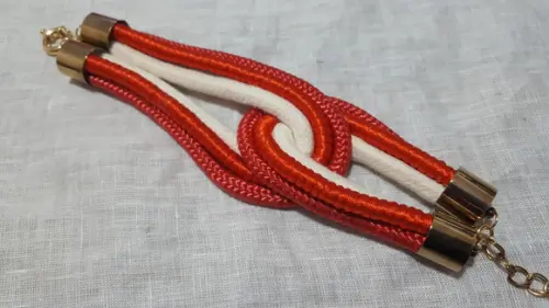 Pulseira de Corda Crú e Corda Náutica Vermelha