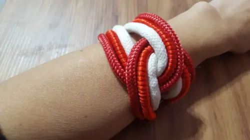 Pulseira de Corda Crú e Corda Náutica Vermelha