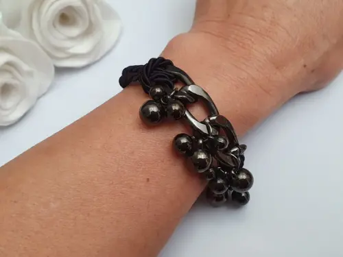 Pulseira De Corrente Grafite E Fio De Corda
