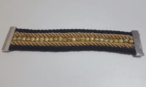 Pulseira de Cordas e Pérolas Naturais