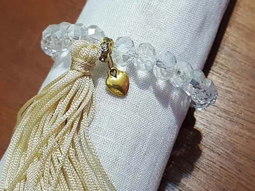 Pulseira de Cristais Incolores e Tassel