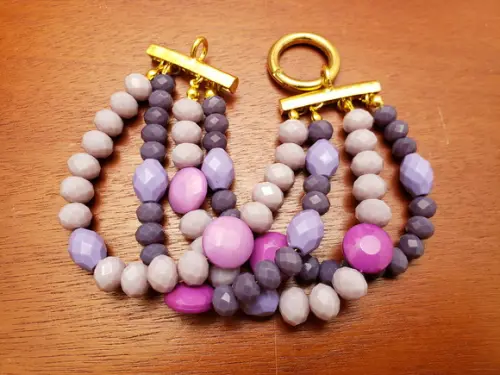 Pulseira de Cristal em Tons de Lavanda