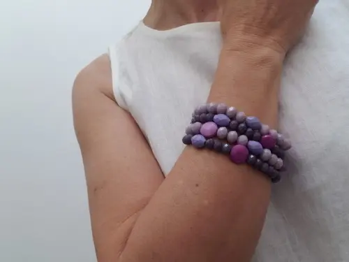 Pulseira de Cristal em Tons de Lavanda
