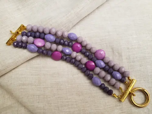 Pulseira de Cristal em Tons de Lavanda