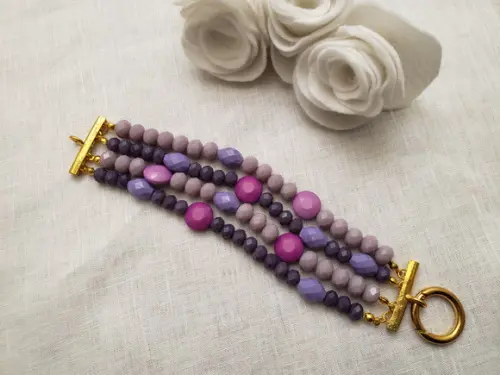 Pulseira de Cristal em Tons de Lavanda