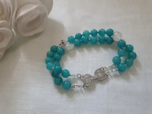 Pulseira de Pedra Natural Jade Azul Capri