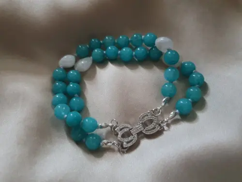 Pulseira de Pedra Natural Jade Azul Capri