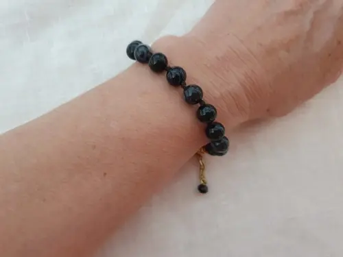 Pulseira De Pedra Natural Jade Negro