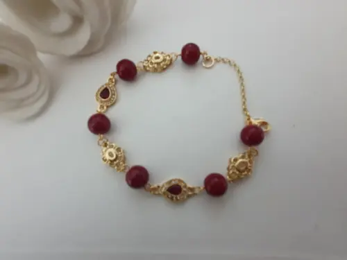 Pulseira de Pedra Natural Jade Rubi