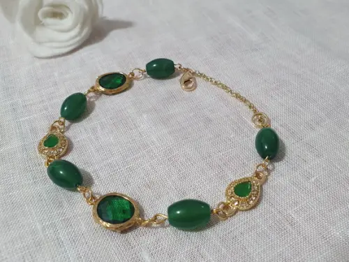 Pulseira de Pedra Natural Jade Verde