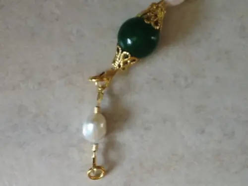Pulseira De Pedra Natural Jade Verde E Pérolas