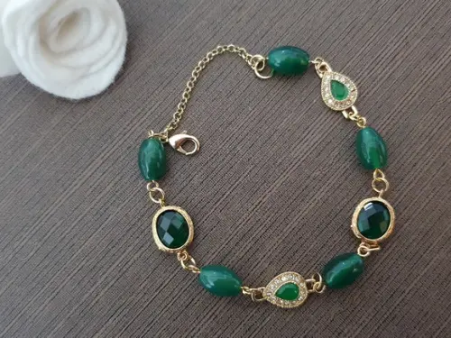 Pulseira de Pedra Natural Jade Verde