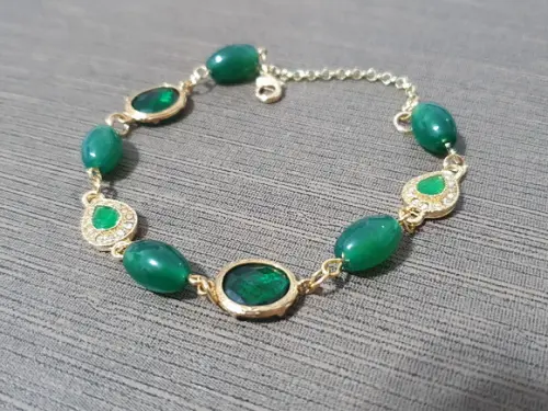 Pulseira de Pedra Natural Jade Verde