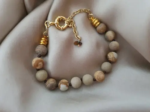 Pulseira De Pedras Jasper Imperador