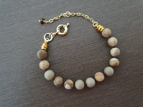 Pulseira De Pedras Jasper Imperador