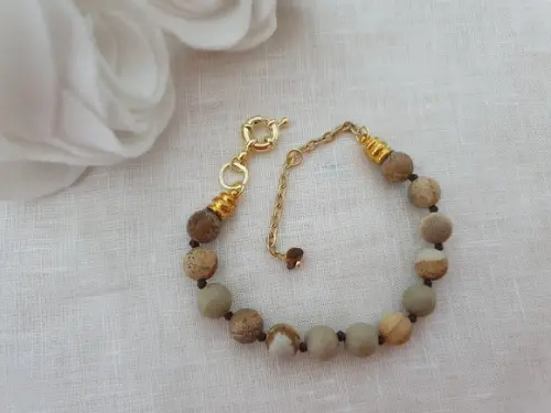 Pulseira De Pedras Jasper Imperador