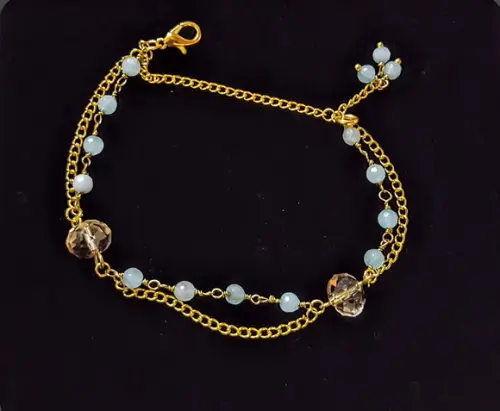 Pulseira de Pedras Naturais Jade e Cristal