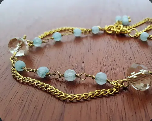 Pulseira de Pedras Naturais Jade e Cristal