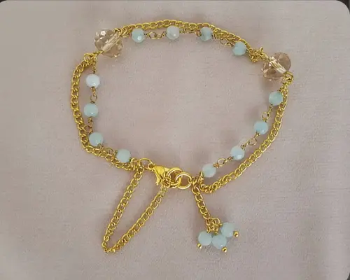 Pulseira de Pedras Naturais Jade e Cristal