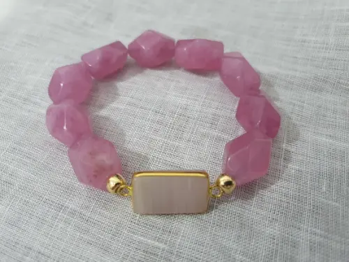 Pulseira de Pedras Naturais Jade Rosa
