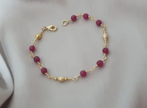 Pulseira de Pedras Naturais Jade Rubi