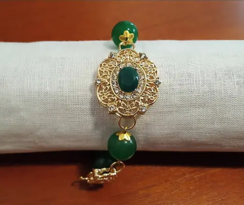 Pulseira de Pedras Naturais Jade Verde e Cristais