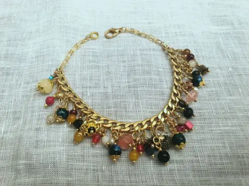 Pulseira de Pedras Naturais Multicoloridas