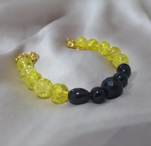 Pulseira de Pedras Naturais Ônix e Cristais Fusion